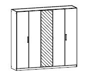 Rauch Essensa Metallic Grey with Alpine White 5 Door 2 Drawer Wardrobe with 1 Mirror Chrome Coloured Long Handle with Vertical and Horizontal Trims (W226cm)