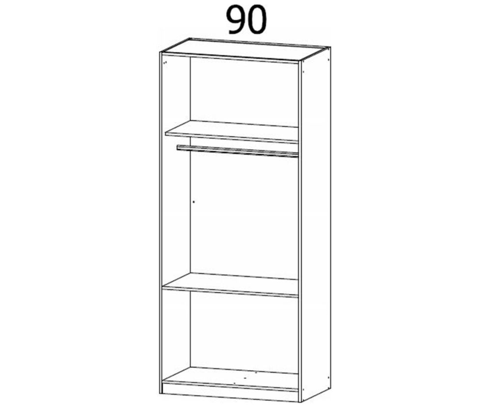 Rauch Modern Quadra Spin Alpine White Carcase with White Glass Front 2 Glass door 2 Drawer Combi Wardrobe