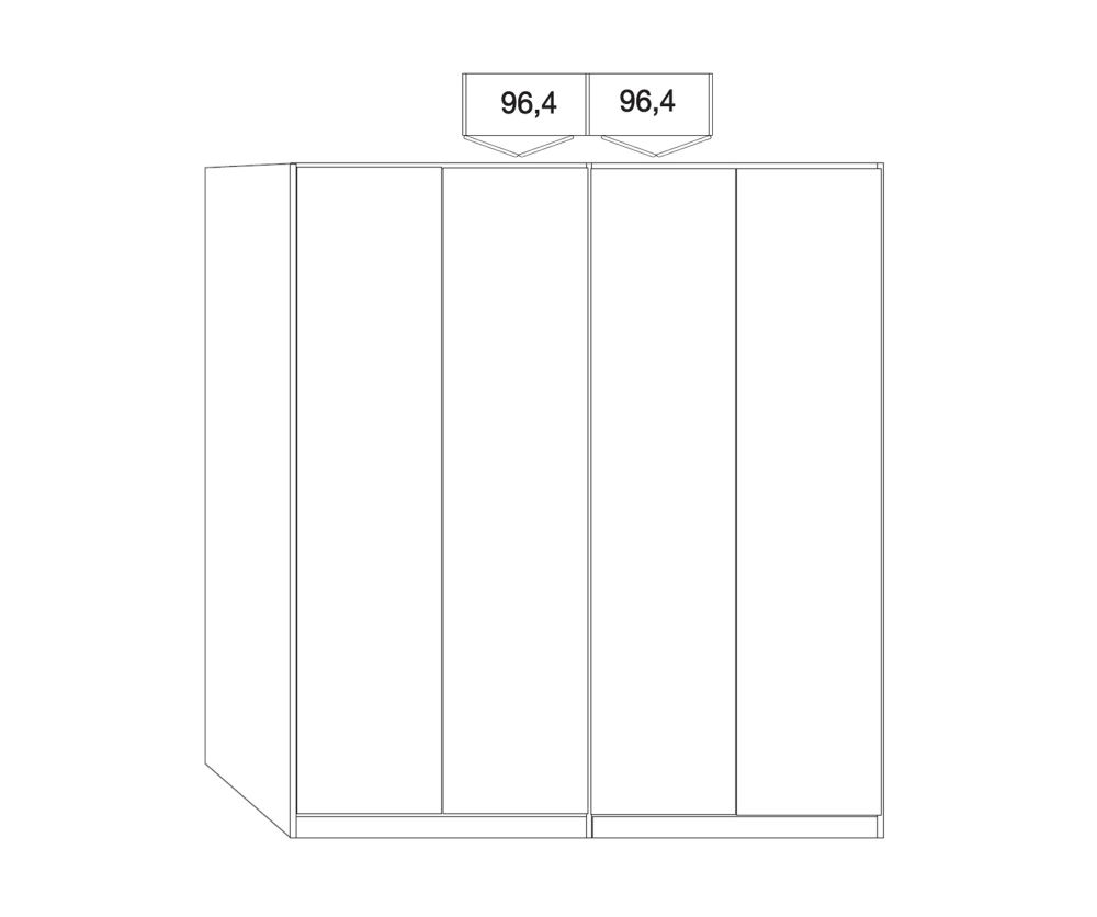 Wiemann Kansas 4 Door Wardrobe with White Glass Front - W 200cm