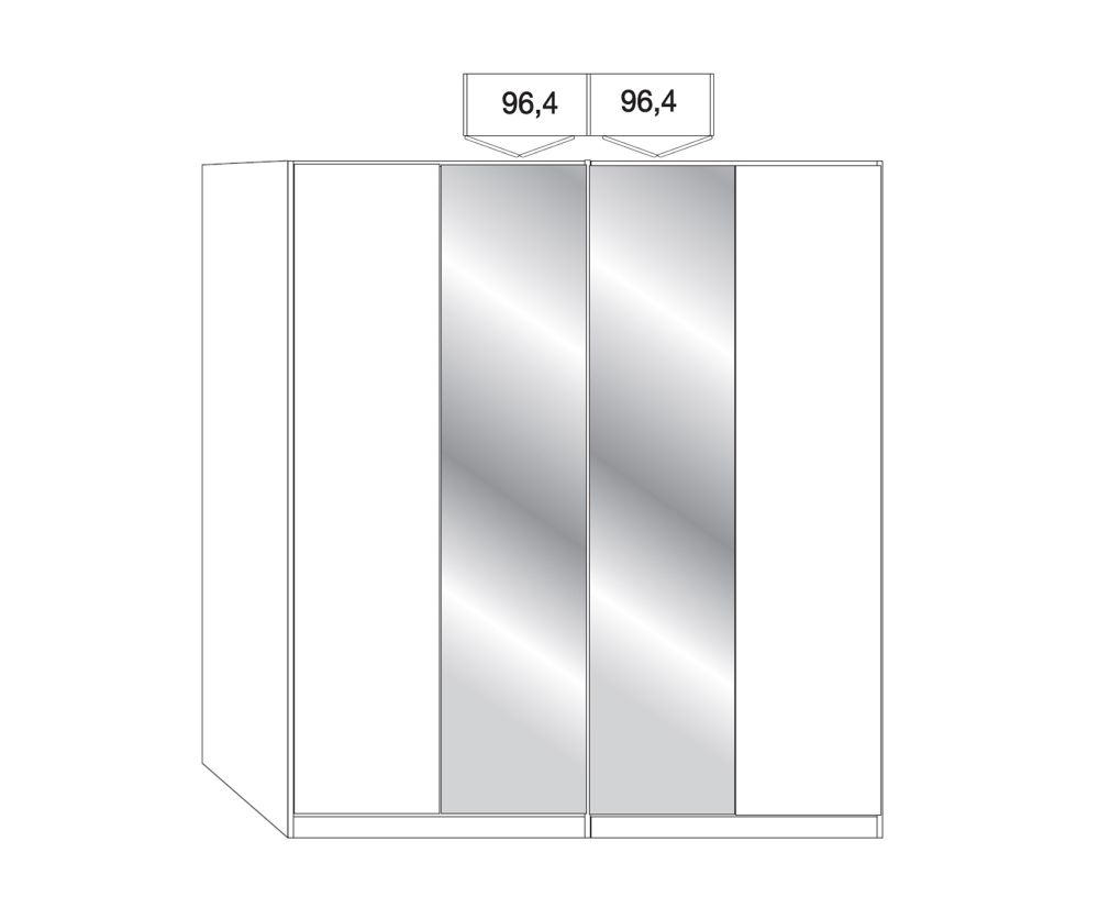 Wiemann Kansas 4 Door Wardrobe with 2 Centre Crystal Mirror - W 200cm