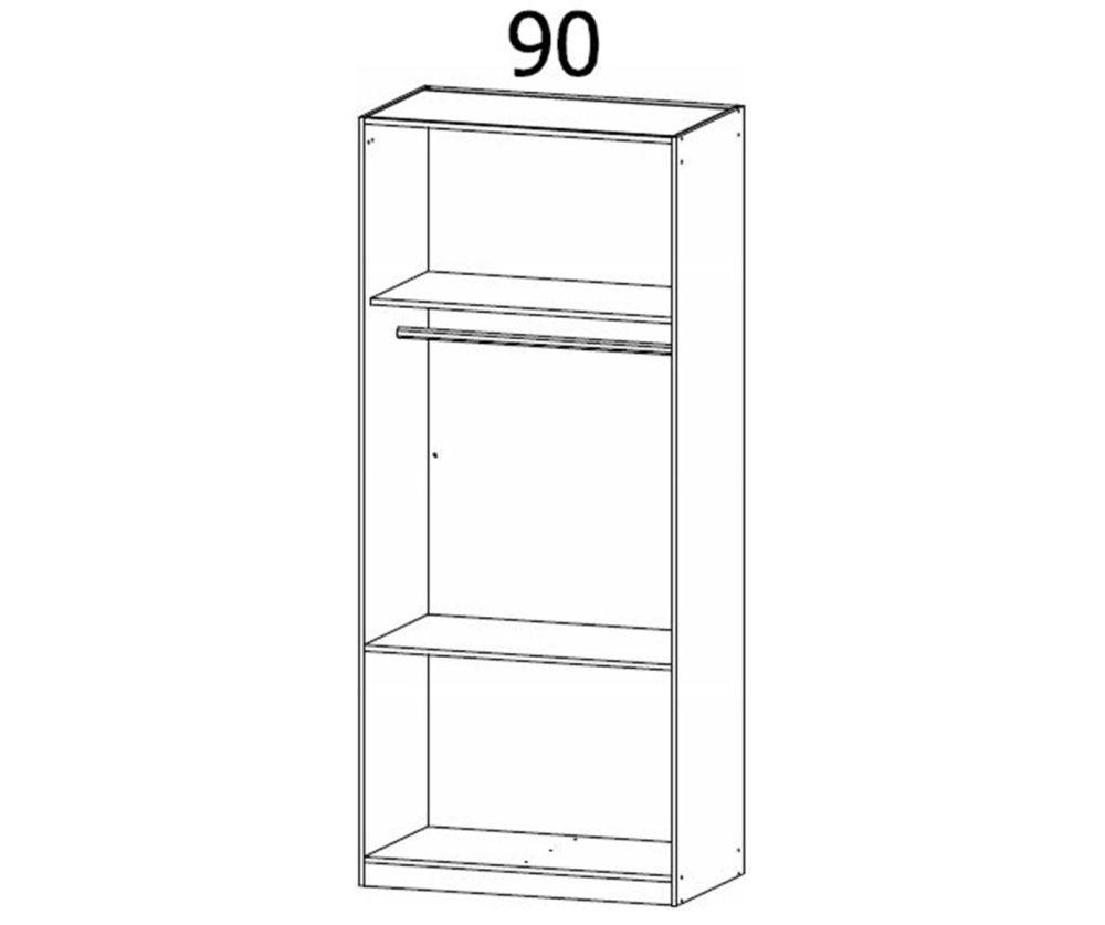 Rauch Modern Quadra Spin Metallic Grey Carcase with Basalt Glass Front 2 Mirror Door 2 Glass Drawer  Combi Wardrobe
