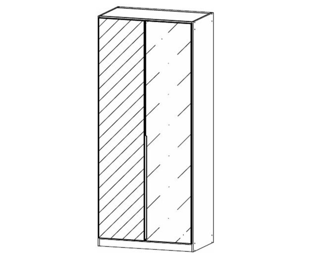 Rauch Modern Quadra Spin Metallic Grey Carcase with Basalt Glass Front 2 door 1 Mirror Hinged Wardrobe