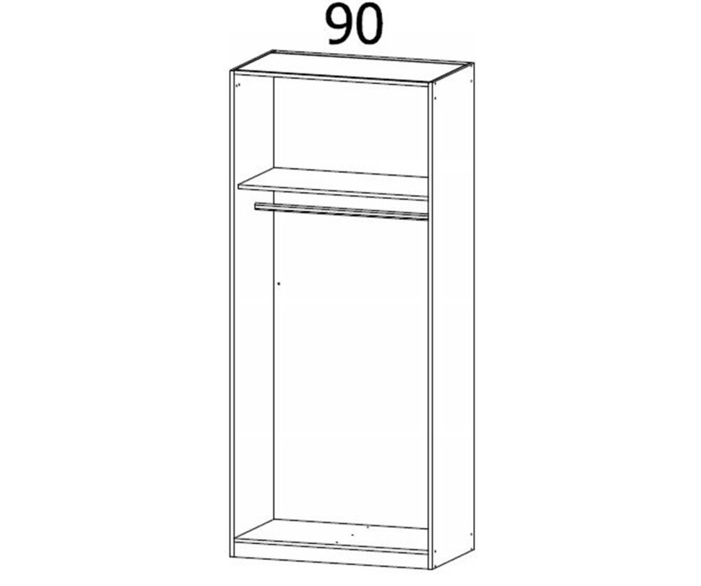 Rauch Modern Quadra Spin Alpine White Carcase with White Glass Front 2 door 1 Mirror Hinged Wardrobe