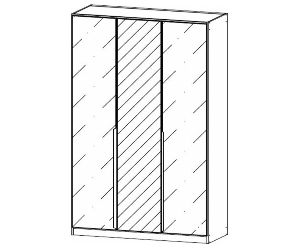 Rauch Modern Quadra Spin Metallic Grey Carcase with Basalt Glass Front 3 door 1 Mirror Hinged Wardrobe