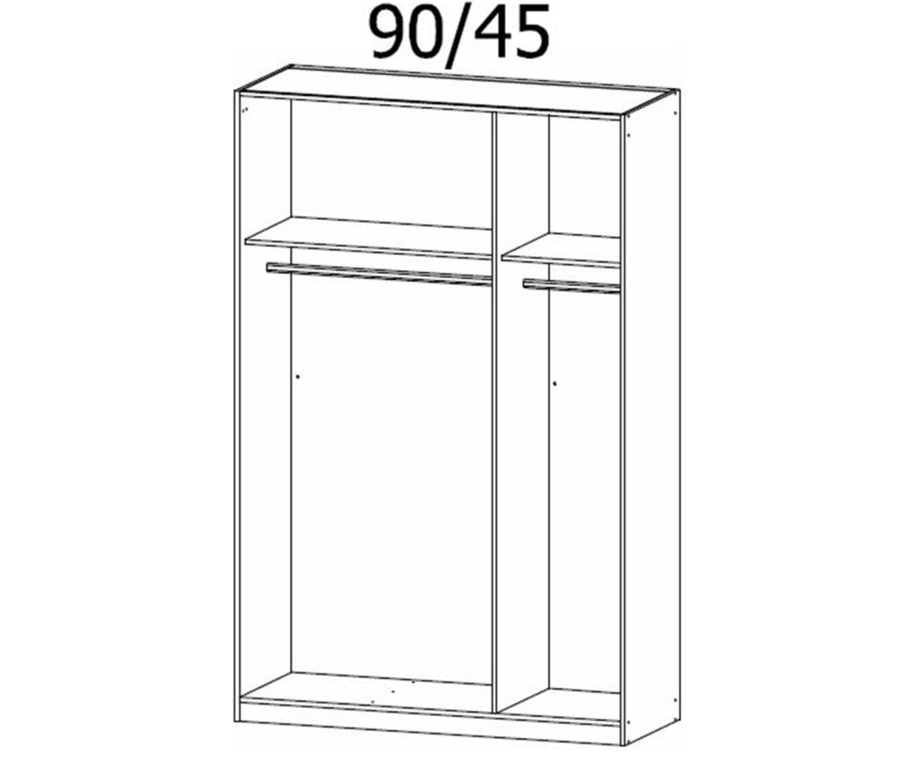 Rauch Modern Quadra Spin Alpine White Carcase with White Glass Front 3 door 1 Mirror Hinged Wardrobe