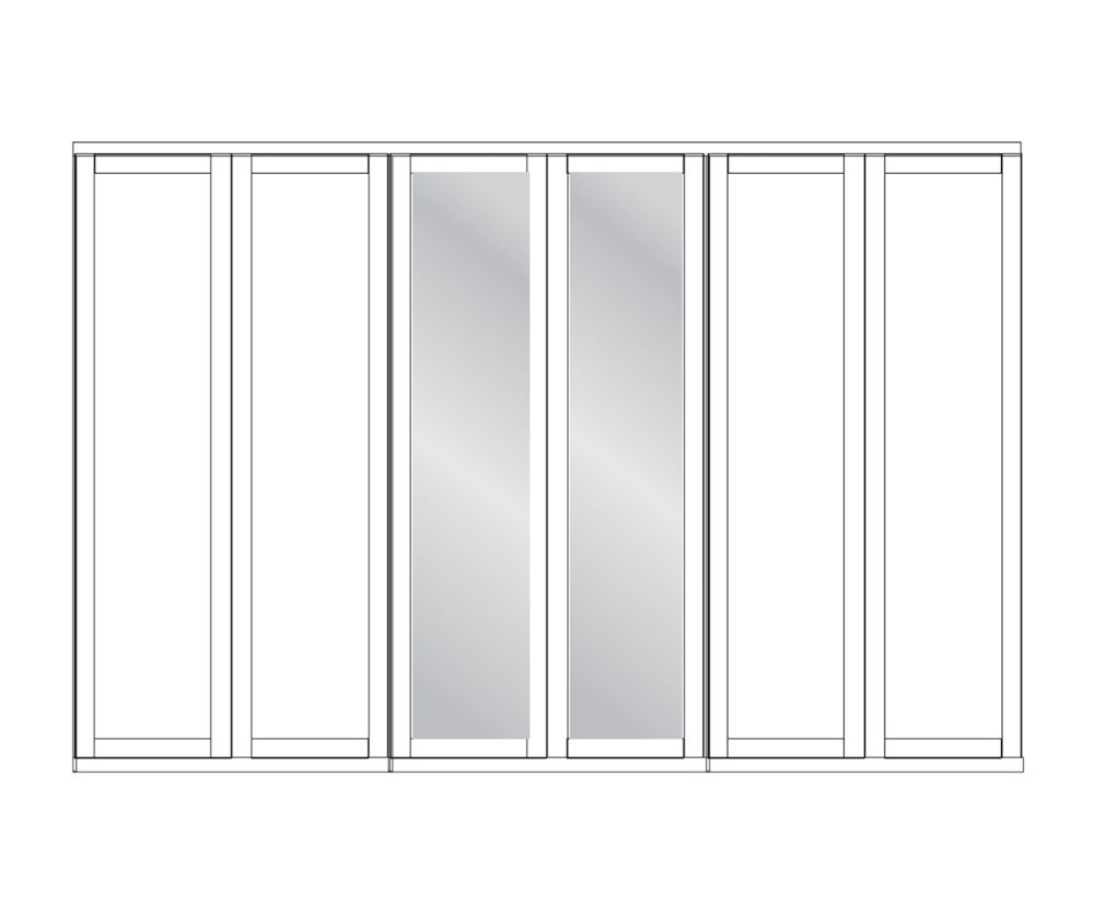 Wiemann Cambridge Pebble Grey 6 Door Wardrobe with 2 Mirror
