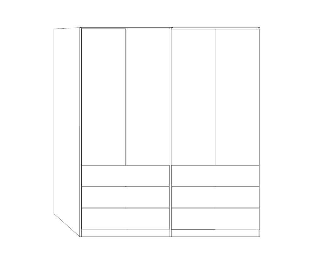 Wiemann Kansas 4 Door 6 Drawer Wardrobe with White Glass Front - W 200cm