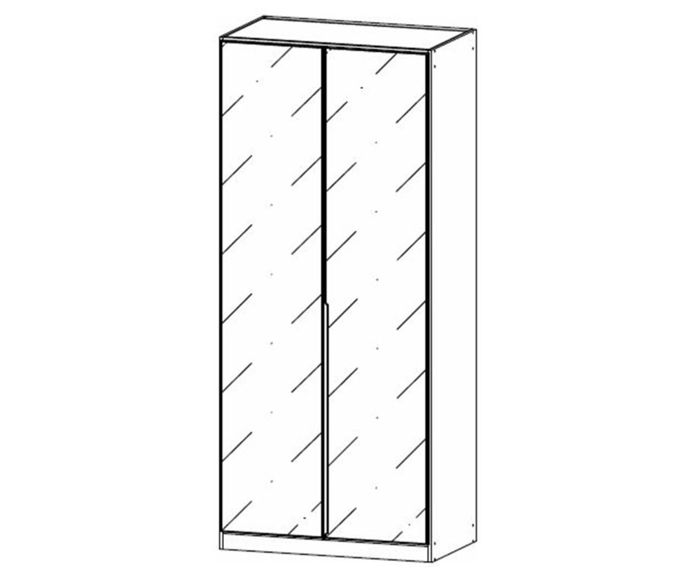 Rauch Modern Quadra Spin Metallic Grey Carcase with Basalt Glass Front 2 Glass Hinged Door Wardrobe