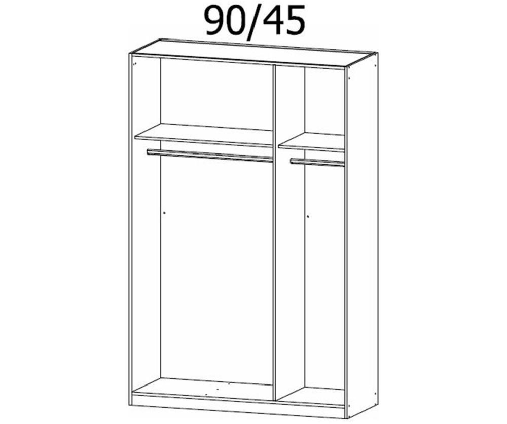 Rauch Modern Quadra Spin Alpine White Carcase with White Glass Front 3 Glass Hinged Door Wardrobe
