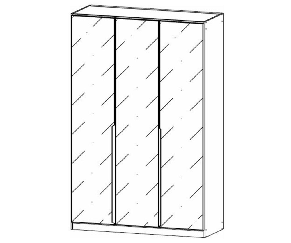Rauch Modern Quadra Spin Metallic Grey Carcase with Basalt Glass Front 3 Glass Hinged Door Wardrobe