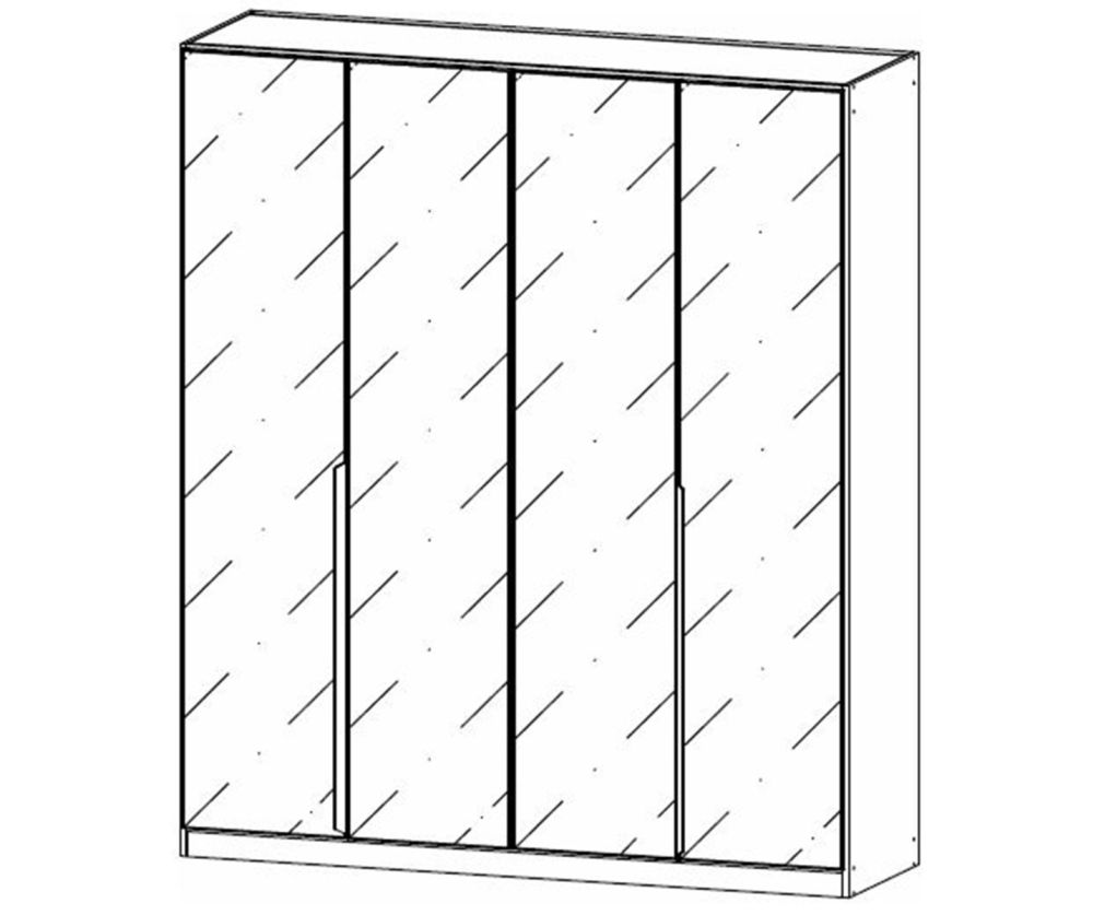 Rauch Modern Quadra Spin Alpine White Carcase with White Glass Front 4 Glass Hinged Door Wardrobe
