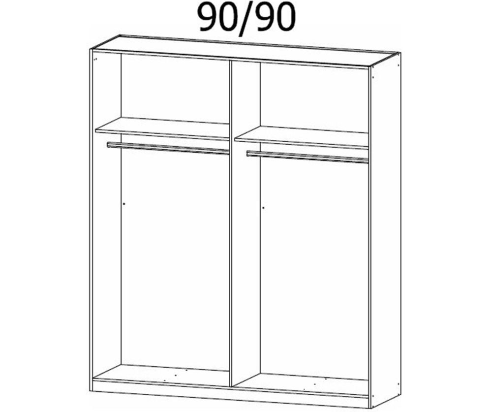 Rauch Modern Quadra Spin Metallic Grey Carcase with Basalt Glass Front 4 Glass Hinged Door Wardrobe
