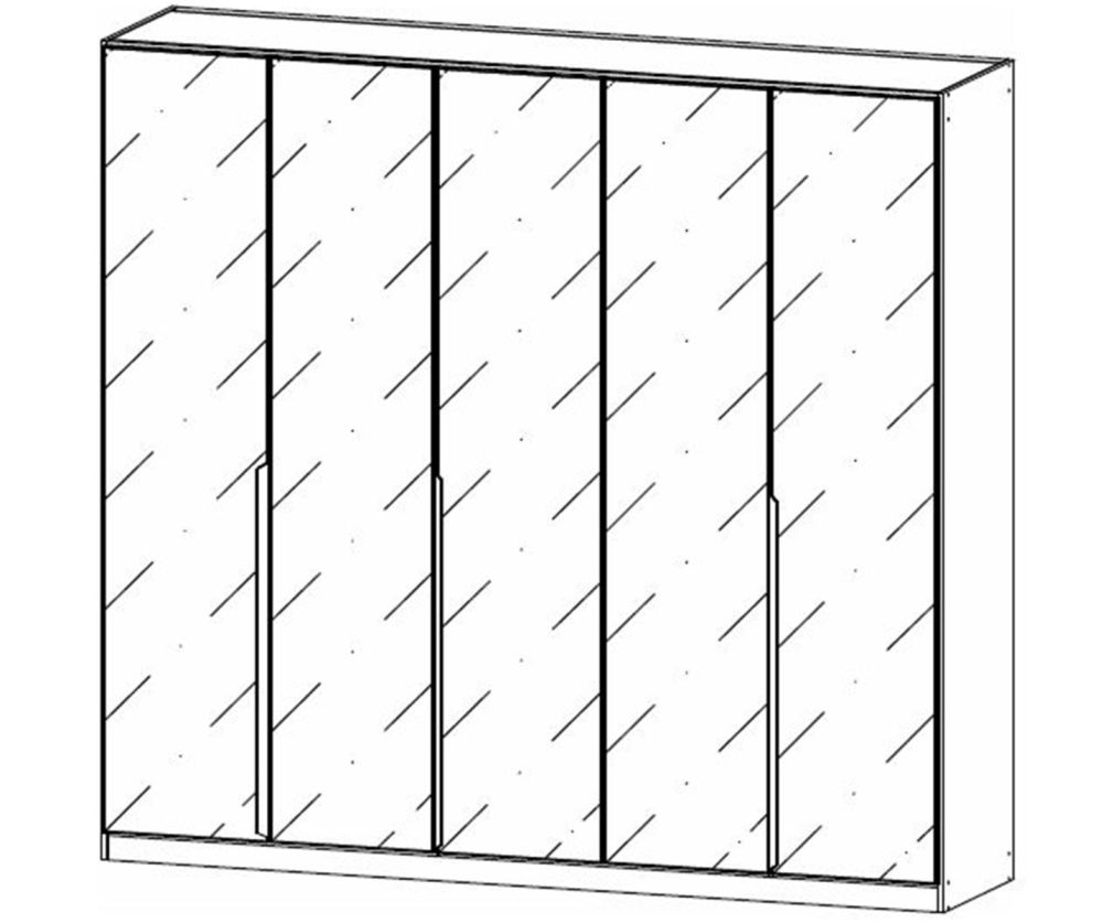 Rauch Modern Quadra Spin Metallic Carcase with Basalt Glass Front 5 Glass Hinged Door Wardrobe