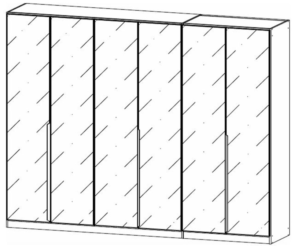 Rauch Modern Quadra Spin Metallic Grey Carcase with Basalt Glass Front 6 Glass Hinged Door Wardrobe