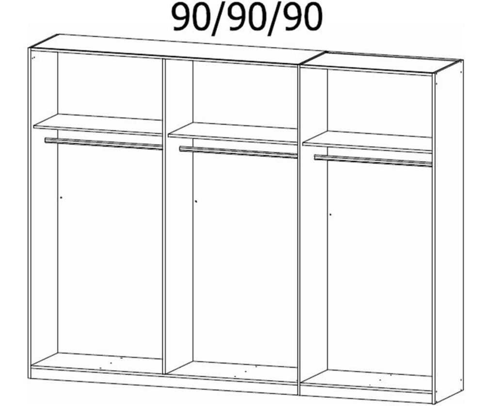 Rauch Modern Quadra Spin Alpine White Carcase with White Glass Front 6 Glass Hinged Door Wardrobe