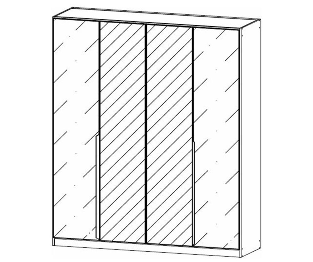 Rauch Modern Quadra Spin Metallic Grey Carcase with Basalt Glass Front 4 door 2 Mirror Hinged Wardrobe