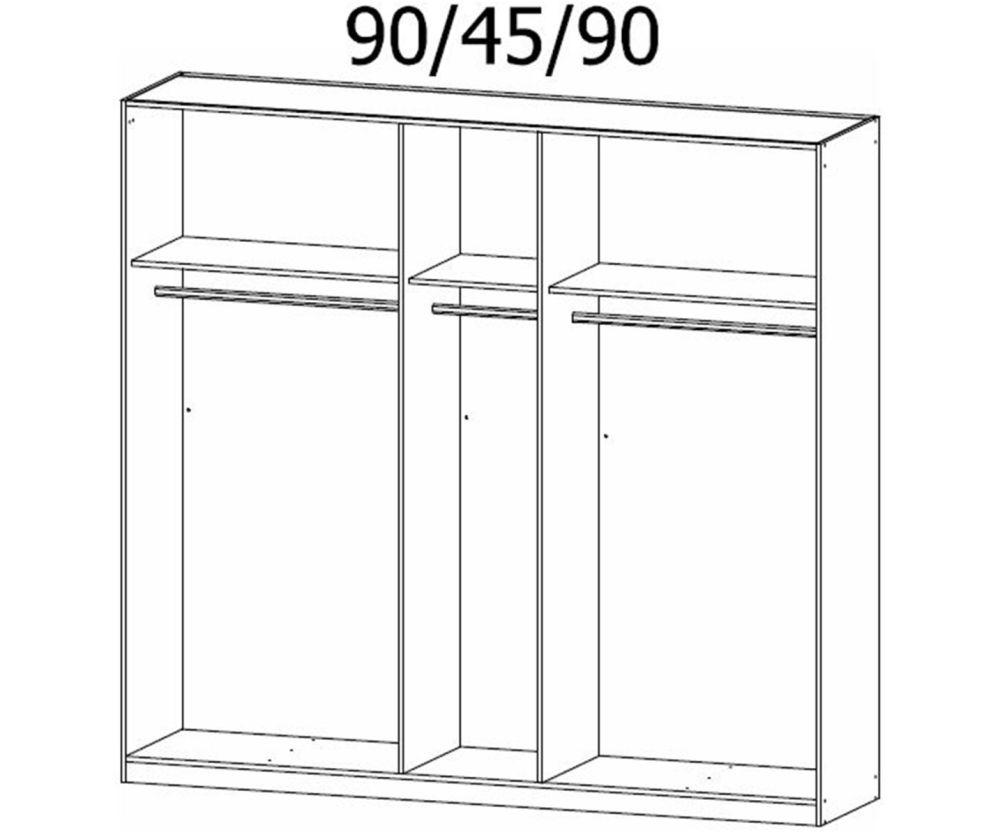 Rauch Modern Quadra Spin Metallic Grey Carcase with Basalt Glass Front 5 door 3 Mirror Hinged Wardrobe