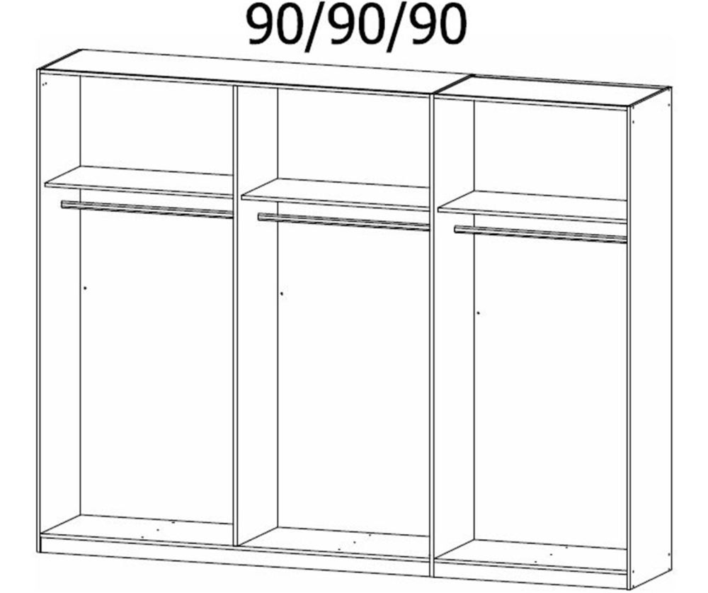 Rauch Modern Quadra Spin Metallic Grey Carcase with Basalt Glass Front 6 door 2 Mirror Hinged Wardrobe