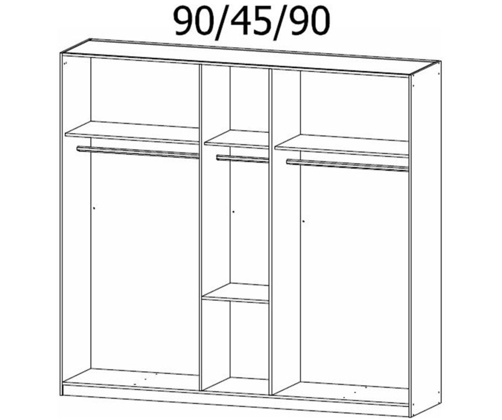 Rauch Modern Quadra Spin Metallic Grey Carcase with Basalt Glass Front 5 Door 2 Glass Drawer Combi Wardrobe with Mirror