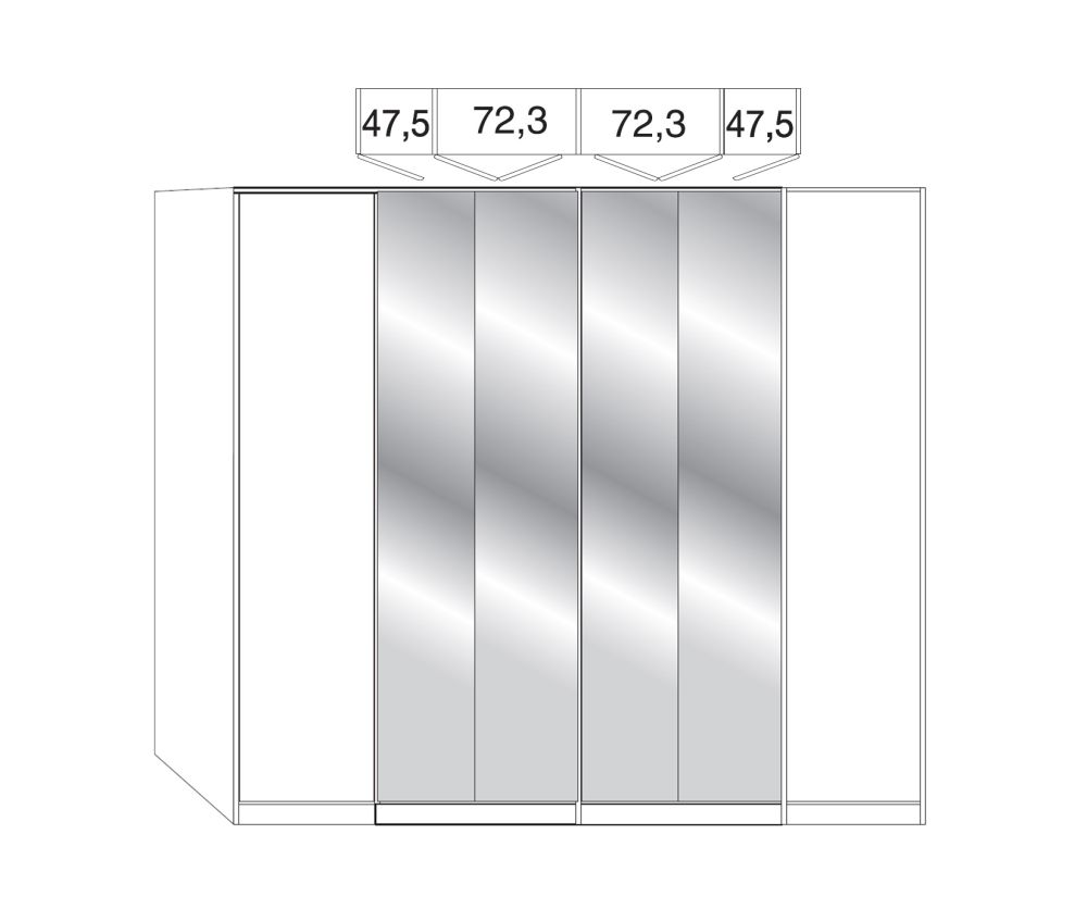 Wiemann Kansas 6 Door Wardrobe with 4 Centre Crystal Mirror - W 250cm