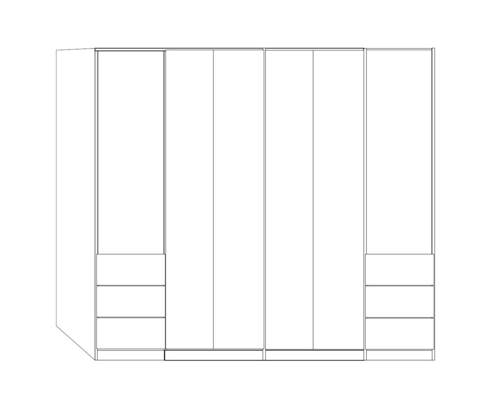 Wiemann Kansas 6 Door 6 Drawer Wardrobe with Havana Glass Front - W 250cm