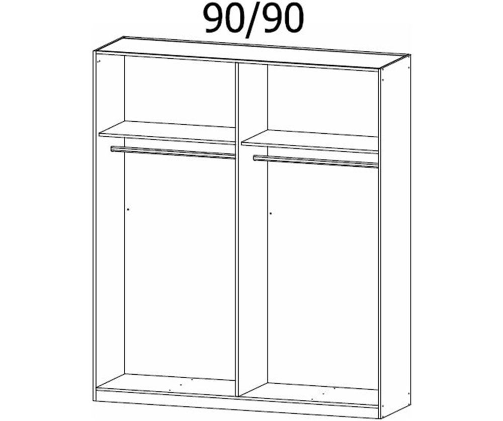 Rauch Artemis Artisan Oak Carcase and Basalt Glass Front 4 Door Hinged Wardrobe