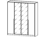 Rauch Artemis Alpine White Carcase and Basalt Glass Front 4 Door Hinged Wardrobe