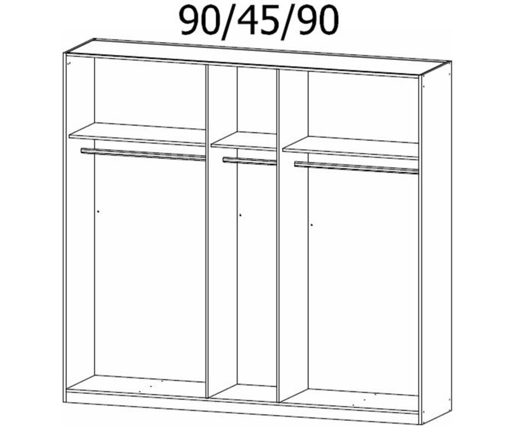 Rauch Artemis Artisan Oak Carcase and Basalt Glass Front 5 Door Hinged Wardrobe