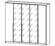 Rauch Artemis Alpine White Carcase and Basalt Glass Front 5 Door Hinged Wardrobe