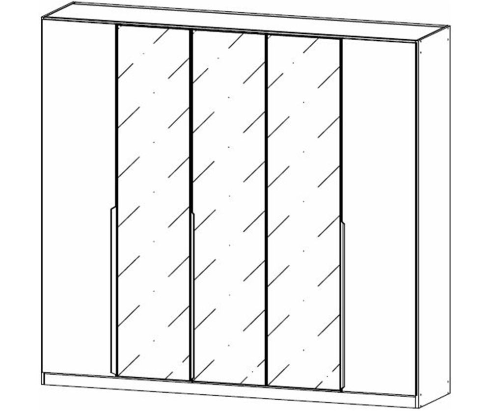 Rauch Artemis Artisan Oak Carcase and Champagne Glass Front 5 Door Hinged Wardrobe