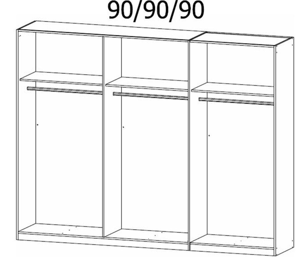 Rauch Artemis Artisan Oak Carcase and White Glass Front 6 Door Hinged Wardrobe