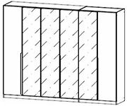 Rauch Artemis Alpine White Carcase and Champagne Glass Front 6 Door Hinged Wardrobe