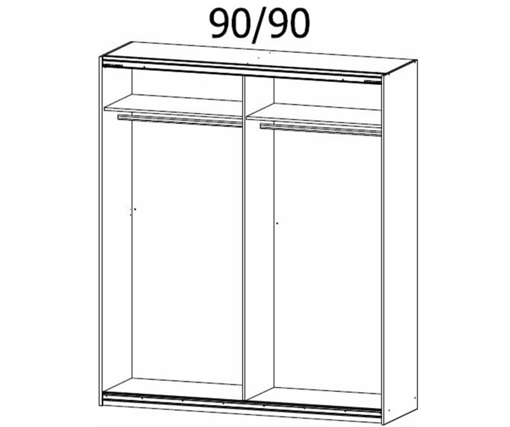 Rauch Artemis Artisan Oak Carcase and Champagne Glass Front 2 Glass Door Sliding Wardrobe (W181cm)