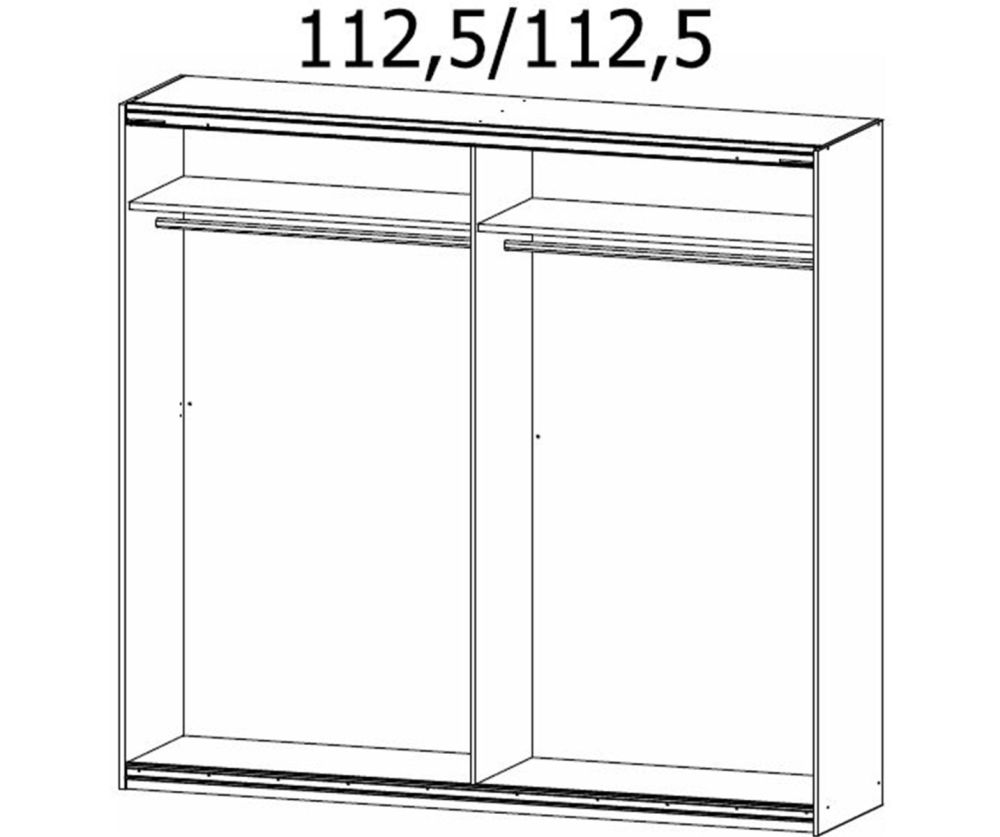 Rauch Artemis Artisan Oak Carcase and Champagne Glass Front 2 Glass Door Sliding Wardrobe (W226cm)