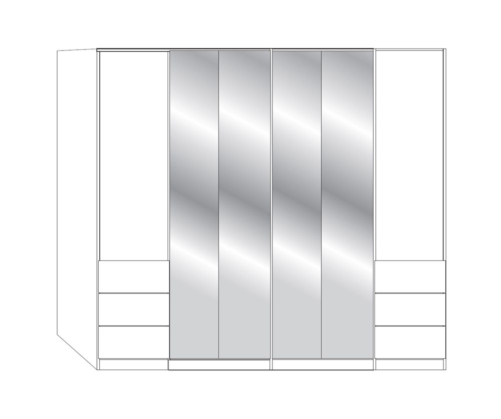Wiemann Kansas 6 Door 6 Drawer Wardrobe with 4 Centre Crystal Mirror - W 250cm