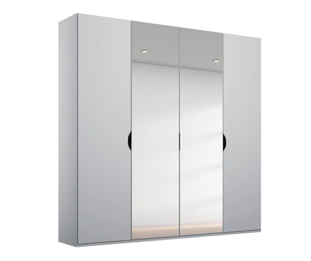 Rauch Lias Silk Grey 4 Door 2 Mirror Wardrobe with Application Artisan Oak Colour