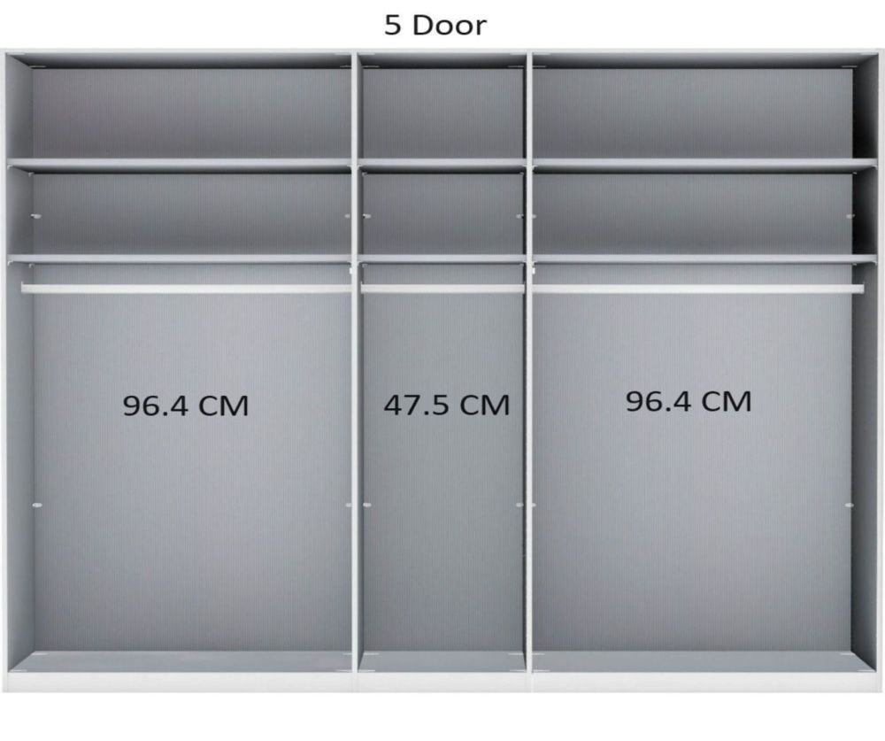 Wiemann Lagos Front in Pebble Grey Glass and Centre Strip Bianco Oak Finish Hinged Door Wardrobe