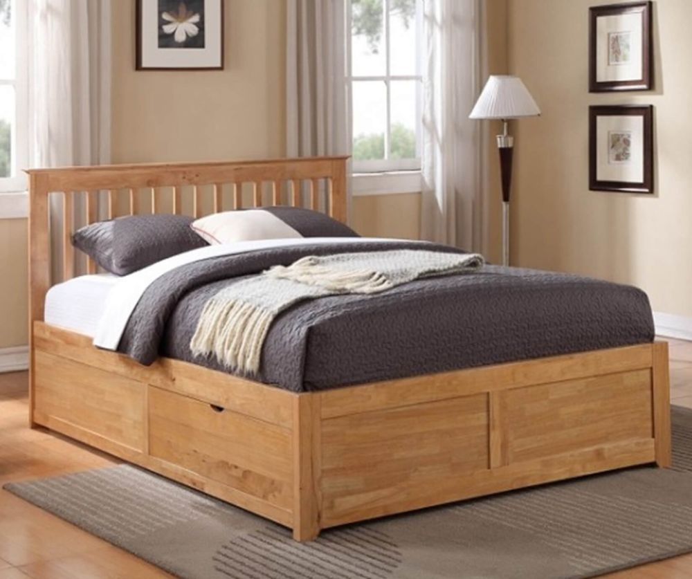 Flintshire Furniture Pentre Oak Fixed Drawer Wooden Bed Frame