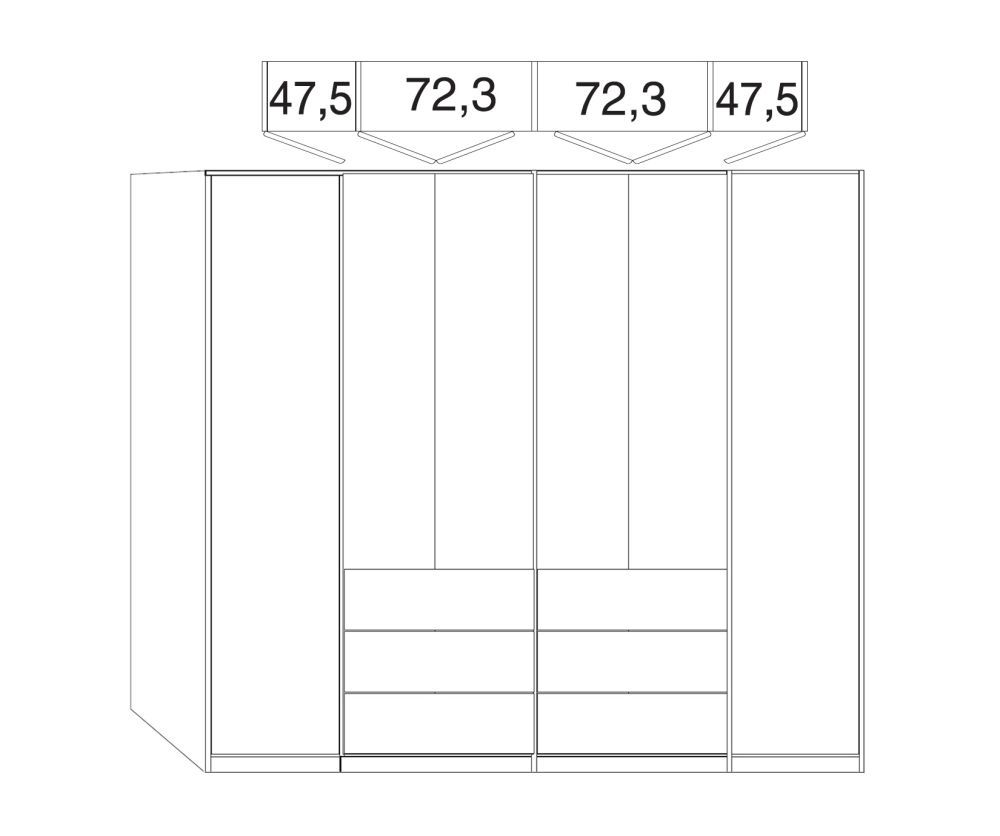 Wiemann Kansas 6 Door 6 Drawer Wardrobe with White Glass Front