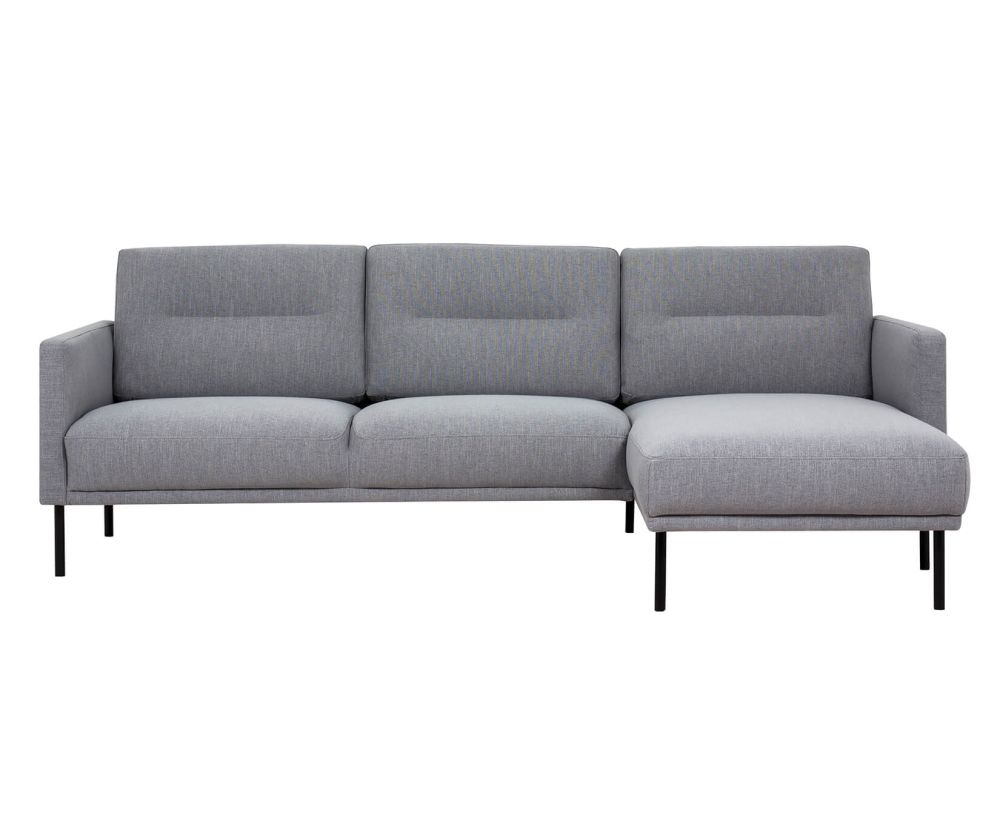 FTG Larvik Grey Chaiselongue Sofa (RH) with Black Legs