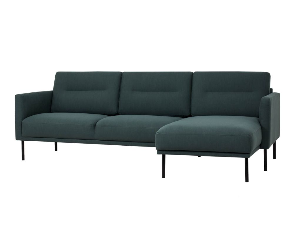 FTG Larvik Dark Green Chaiselongue Sofa (RH) with Black Legs