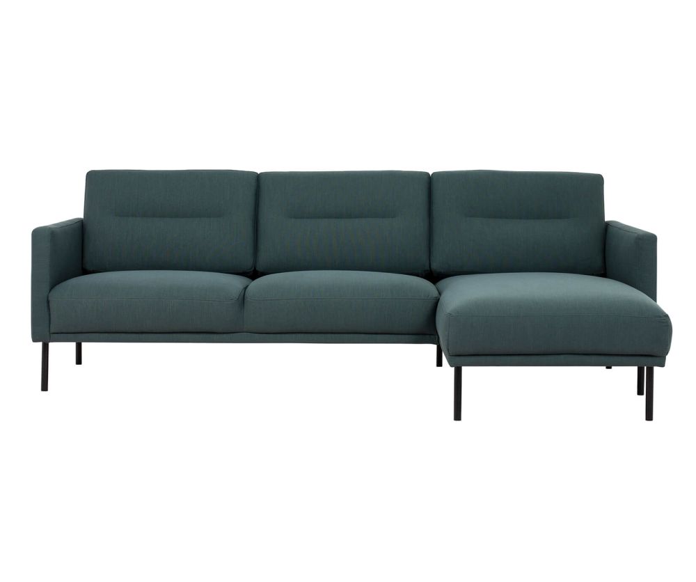 FTG Larvik Dark Green Chaiselongue Sofa (RH) with Black Legs