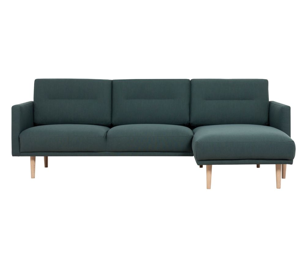 FTG Larvik Dark Green Chaiselongue Sofa (RH) with Oak Legs