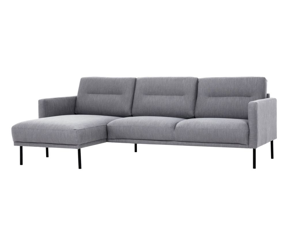 FTG Larvik Grey Chaiselongue Sofa (LH) with Black Legs