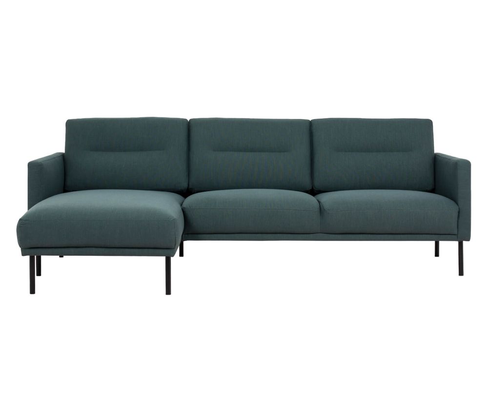 FTG Larvik Dark Green Chaiselongue Sofa (LH) with Black Legs