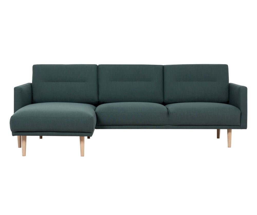 FTG Larvik Dark Green Chaiselongue Sofa (LH) with Oak Legs