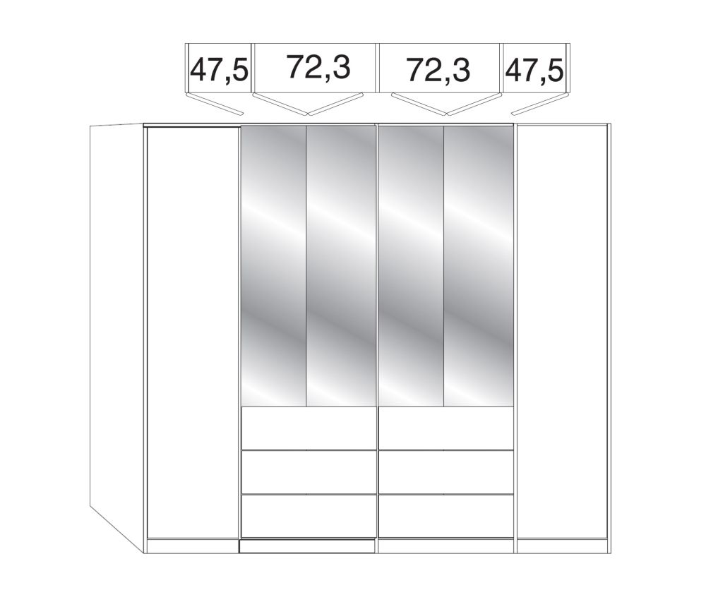 Wiemann Kansas 6 Door 6 Drawer Wardrobe with White Glass Front and 4 Centre Crystal Mirror