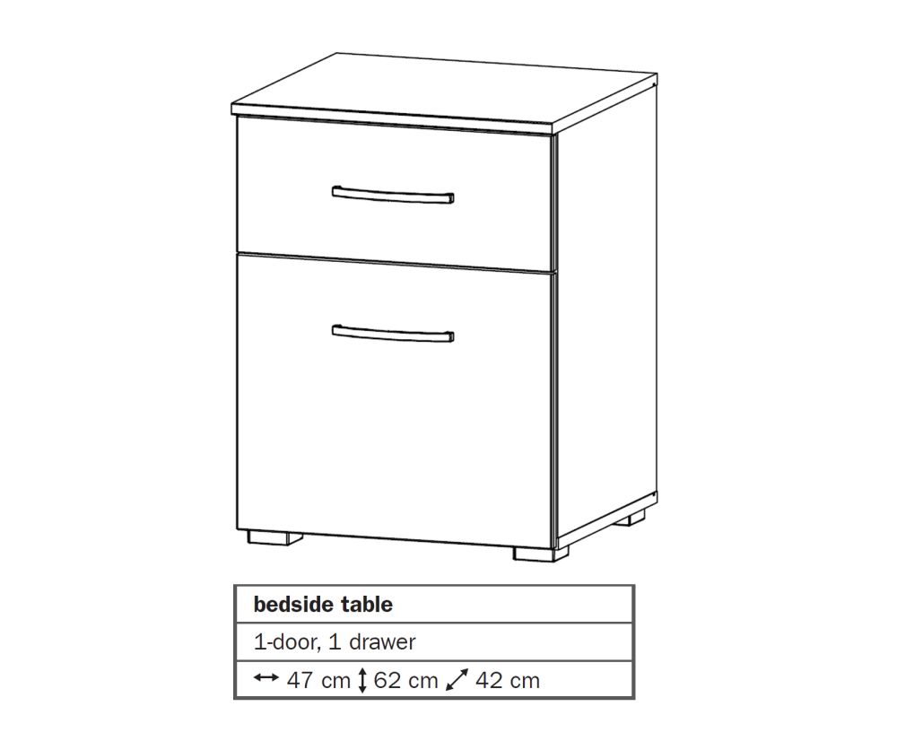 Rauch Aditio 1 Door 1 Drawer Bedside Table with Sonoma Oak Front