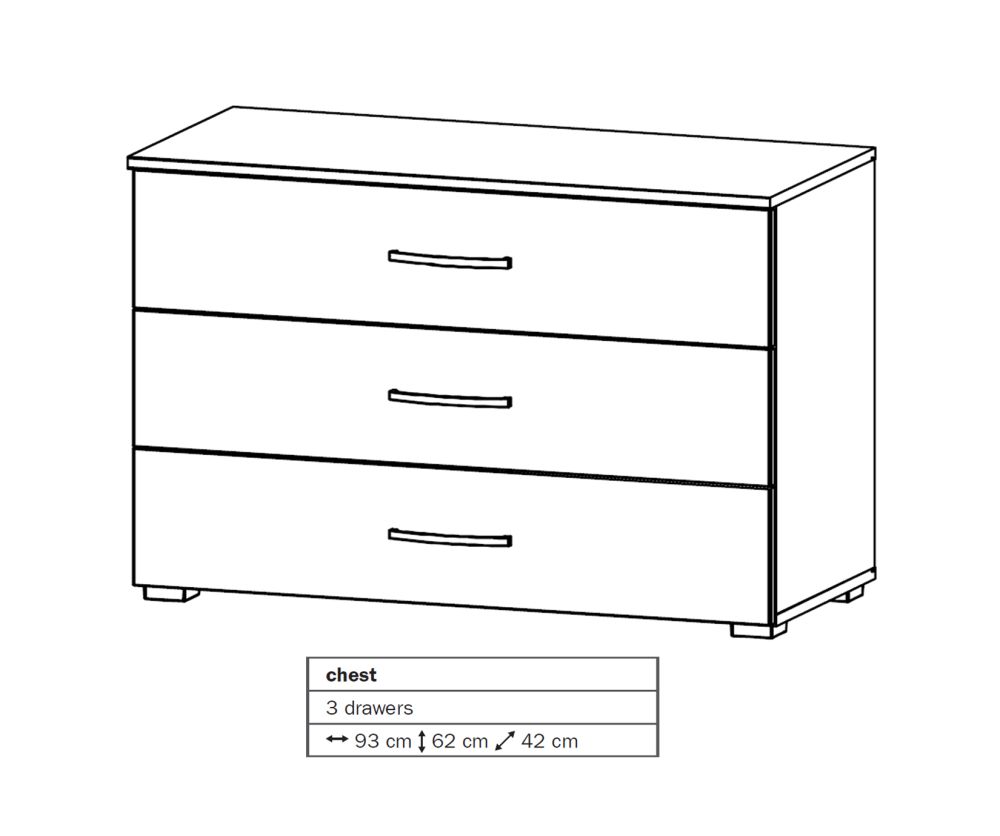 Rauch Aditio 3 Drawer Chest with Silk Grey Front