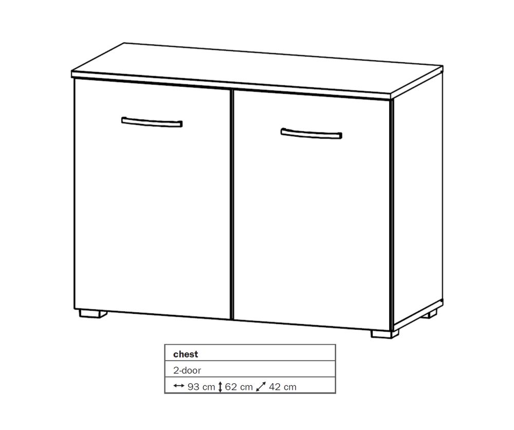 Rauch Aditio 2 Door Chest with Glass Silk Grey Front